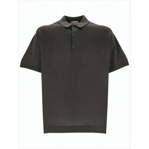 John Smedley Minimalist Black Cotton Polo Shirt With Classic Collar - NWT